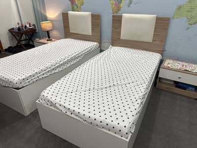 Modern Single Bed Set with Side Tables