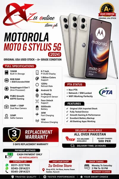 Motorola Moto G Stylus 5G 2024 128GB 8GB RAM Snapdragon 6 Gen 1