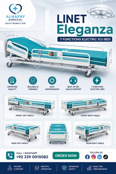 Linet Eleganza Fully Electric Hospital Bed- ICU bed, Patient bed