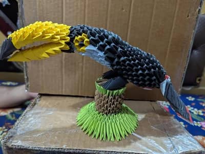 Premium 3D Origami Toucan Bird - Beautiful Handmade Showpiece 
