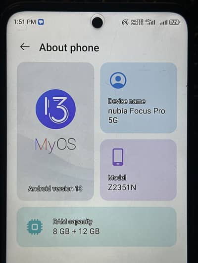 Nubia focus pro 5g.     8/256
