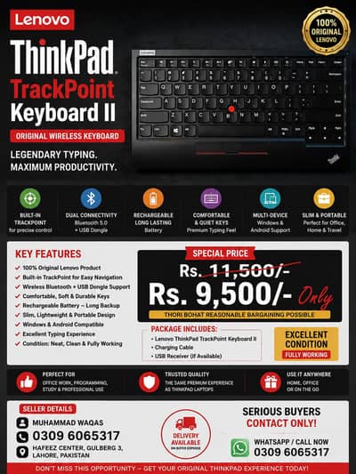 Lenovo Thinkpad Track point keyboard _Orginal Wireless keyboard