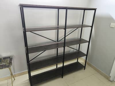 5-Tier Wooden Shelf with Metal frame, Bookcase, Bookshelf & Rack