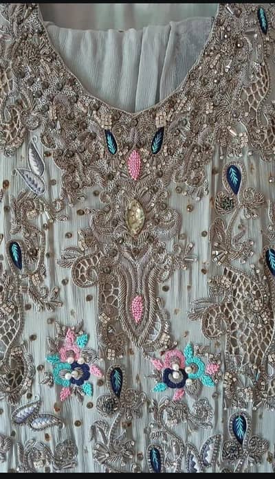 Grey Heavy Embroidered beautiful Dress for sale