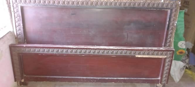 Solid Wood Double Bed Set (Headboard + Footboard) – Elegant Design