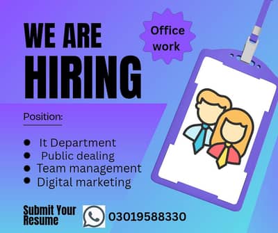 Need staff for office based work for part time