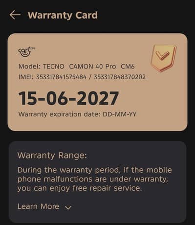 camon 40 pro available for sale only 6 days used