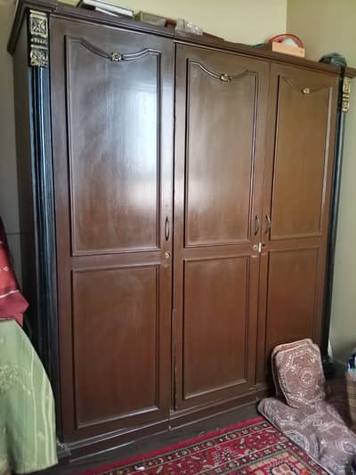 used wood 3 door wardrobe urgent sale