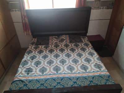 king size bed with mattress,one side table,and dressing for sale