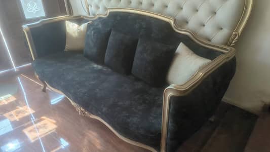 3 seater solid sofa with 2 high back chairs and 2 bedroom chairs