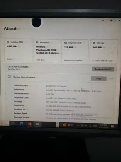 ram 4 gb, Hard 128gb processr Intel (R) pentium(R) generation 4