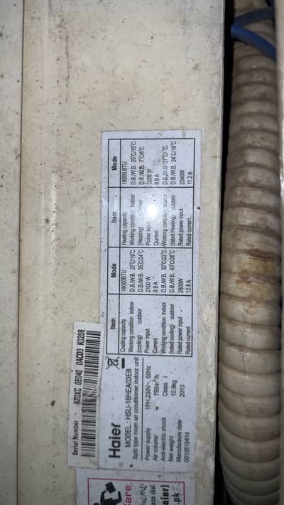 HAIER HSU-18 1.5 Ton used AC for sale completely working condition