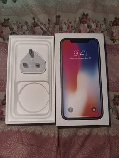 Iphone x with box and with org charger
