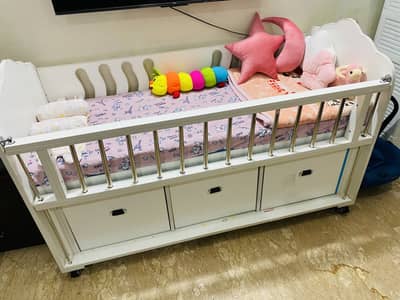kid bed || baby cot || baby bed || only one month used ||with mattress