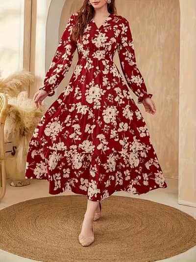 Women’s Floral Print Ruffled Dress | Flounce Sleeves & Stylish Hem