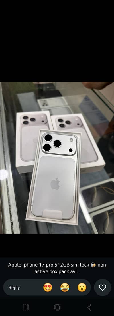 Iphone 17 pro Box pack Non Active  Colour silver 512 GB jv