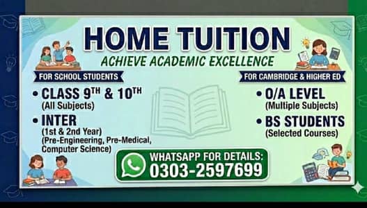 Home Tutor | O/A Levels | FSc |BS level