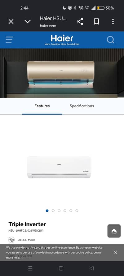 19HFCS 1.5 ton DC inverter heat & Cool Triple inverter
