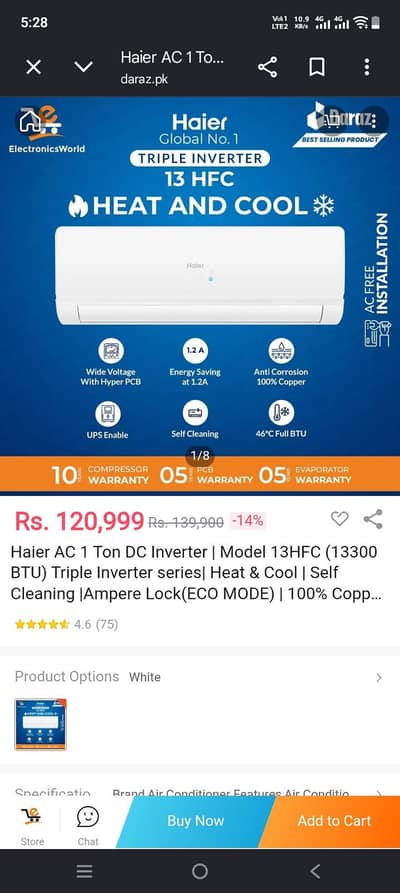 daba pac AC 13hfc model Haier company