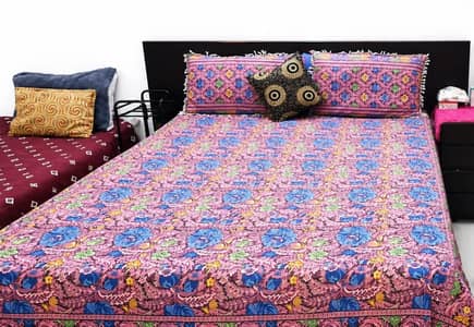 bedroom double bed with side drawers