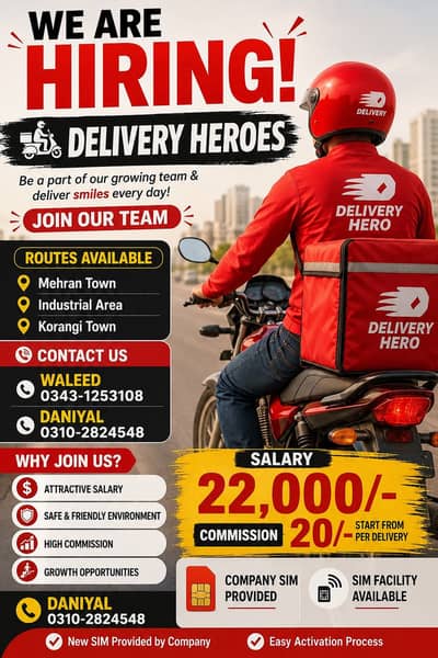Delivery Riders Required | Salary + Bonus + Commission