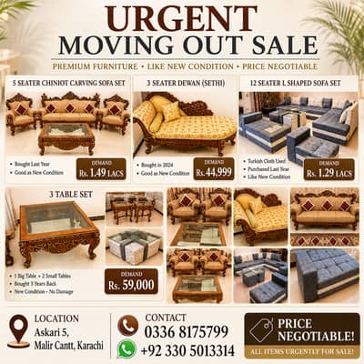 12 Seater Sofa - 5 Seater Sofa - 3 Seater Setti - Center Table - Sofa