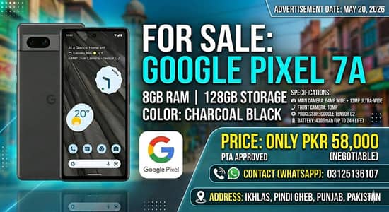 GOOGLE PIXEL 7A Official PTA for Sale