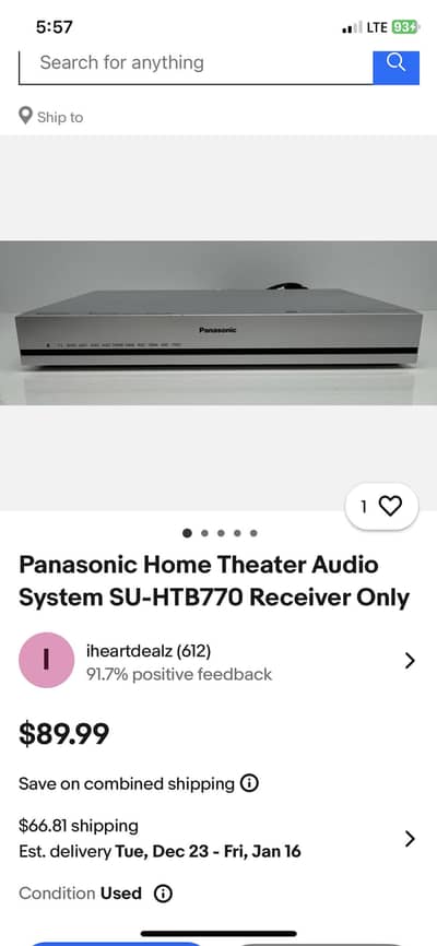 Panasonic home theatre amplifier