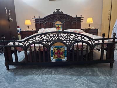 Pure Wooden Antique Bed For Sale WITHOUT MATTRESS