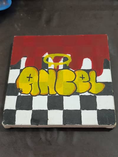 Handmade Angel Graffiti Canvas Painting 