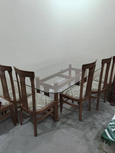 Elegant Glass Dining Table with Wooden Chairs – Strong & Stylish Set