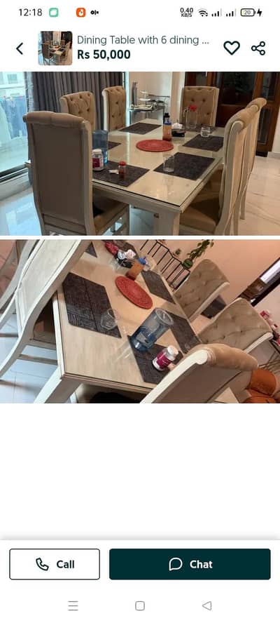 six seater dinning table