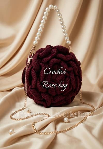 URGENT SALE: Crochet Rose Hand Bag. Ready Bag Available.