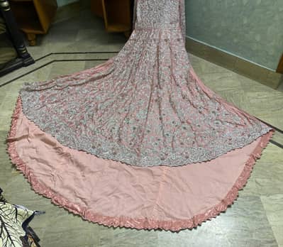 Walima Dress | Peach | Coral Embroidered Bridal Maxi Gown