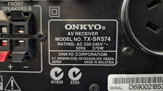 Onkyo TX-SR 574 7.1 DTS+ STEREO AMPLIFIER