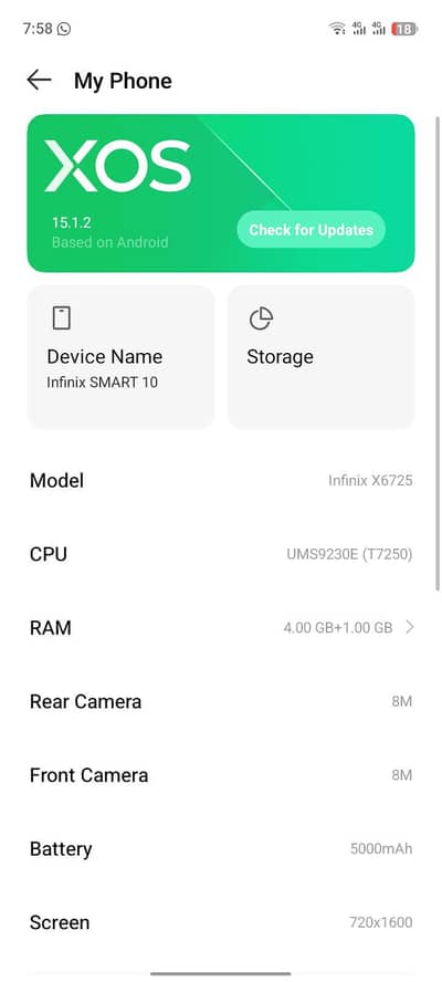 Infinix smart 10 model new . . 10 by9 condition. . 4(64