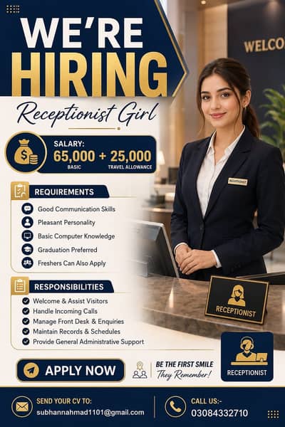 Receptionist required