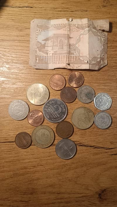 Foreign Coins Bundle and Pakistani Note