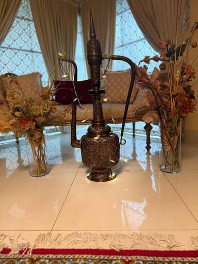 Antique Brass Engraved Decorative Surahi with Lights