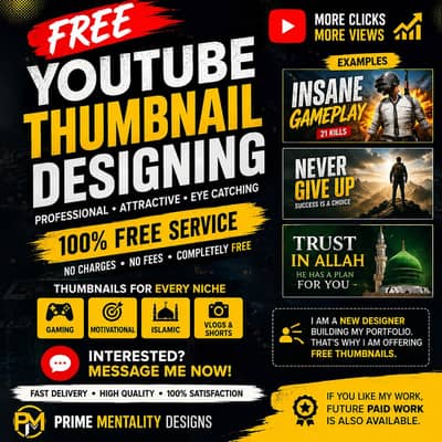 Professional YouTube Thumbnail Designer | FREE Premium Service