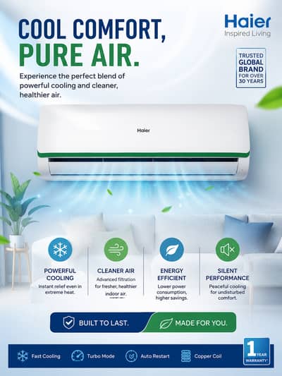 Haier Long Throw 1 Ton Air Conditioner HSU-12LTC