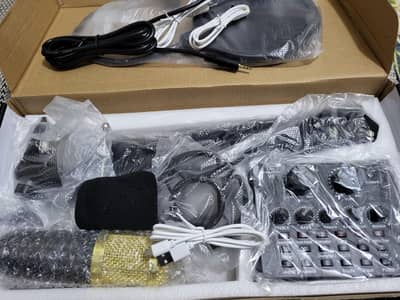 V8 Bm-800 Podcast Mic Set With Live Sound Card,Condenser Microphone