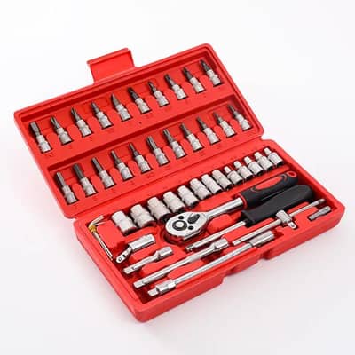 46 pcs complete tool kit stylish steel free delivery cash on delivery