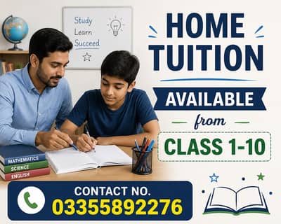 Home tuition available from class 1-10