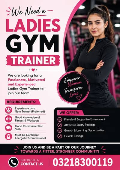 Need ladies fitness trainer