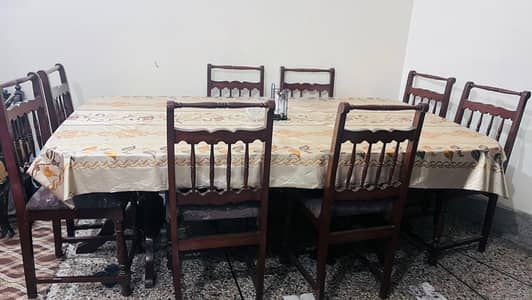 8 Chair Solid Wooden Dining Table
