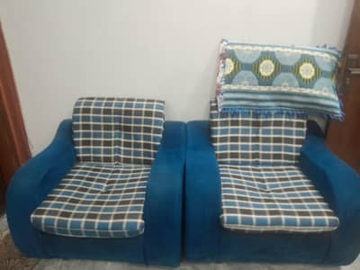 1)Sofa 5seaterAnd 2] 1 seater sofa blue color brand new