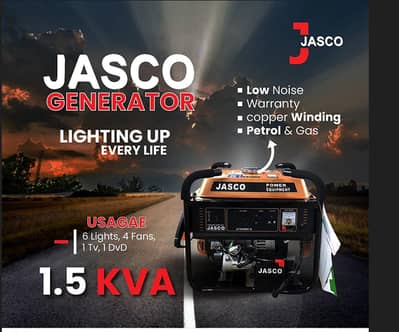 Jasco 1.5 KVA Generator  Golden Series J1900 - 1 year warranty - New