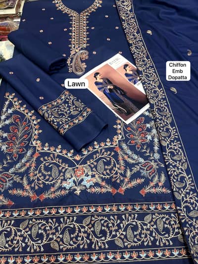 BATIK Luxury Embroidered Lawn Suit