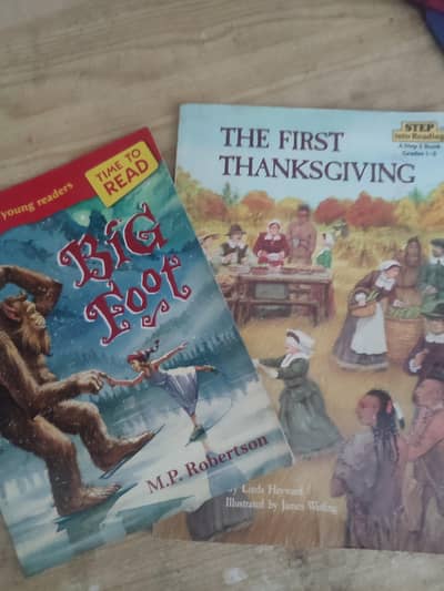 Two books "Bigfoot" and "the first Thanksgiving"